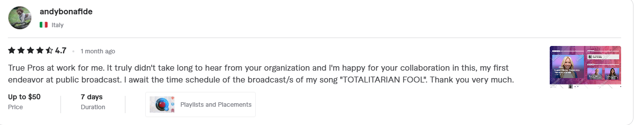 Artist review 1
